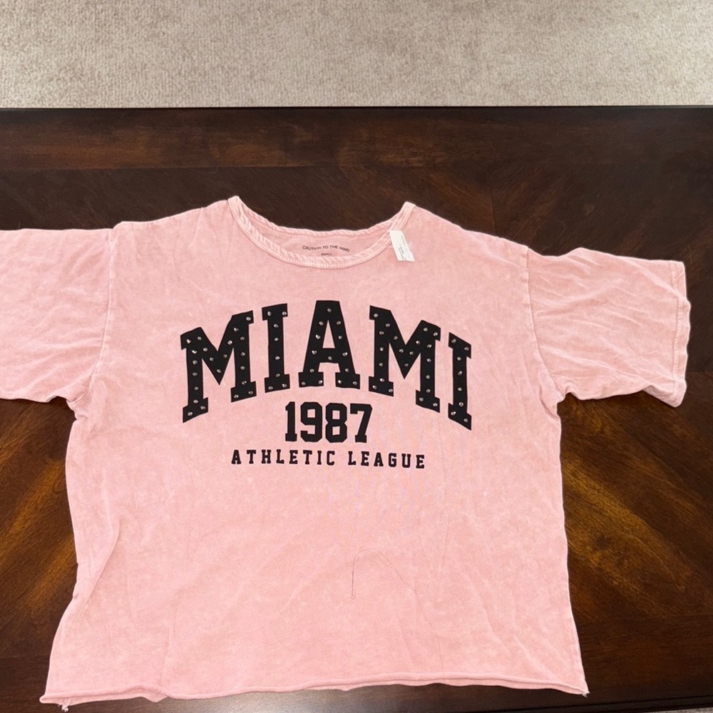 Caution To The Wind Pink Graphic Tee